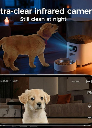 Automatic Cat Feeder with Wide-Angle Camera, 5L(Double-Bowl pro) | Auto Dog Food Dispenser , App Control, 1080P Night Vision,Motion Detection, Two-Way Audio, Large Hopper, Feeding Timer