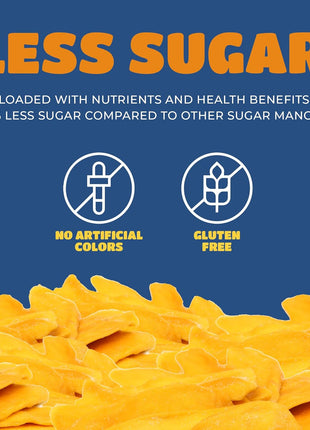 Dried Mango Slices - Delicious Texture Soft & Juicy Low Sugar Added Dried Mango - Naturally Ripened Mangos Dried Fruits - Gluten Free Dry Mangoes Natural Source of Vitamin C, Fiber, 16 oz (16 Single Pack)