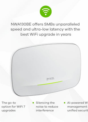 Zyxel WiFi 7 Wireless Access Point BE11000 | PoE + or USB C (not included) | 2x 2.5Gb Ethernet Ports | Triple Radio | Nebula Flex Cloud or Standalone | RADIUS Authentication | TAA Compliant | NWA130BE