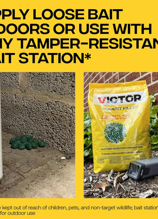 Victor Rat Poisoning for Inside & Outdoor Use - Kills Rats, Mice, Meadow Voles, Mouse Poisoning for Indoor & Outside Areas, Ready-to-Use, Yellow, M925, 4 lbs