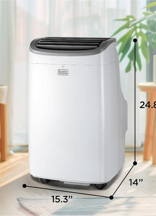 BLACK+DECKER Portable Air Conditioner, 9,000 BTU (5,300 BTU SACC) for Rooms up to 400 Sq. Ft., Portable AC with Follow Me Remote Control and Window Kit, BPACT08WT, White