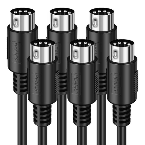 3 Pack Premium 3FT MIDI Cable, Stable & Fast Signal Transmission | Male to Male 5-Pin MIDI Cable, 3 Times Durability, MIDI Cables for Keyboard, Electronic Piano/Drum, Studio & Stage