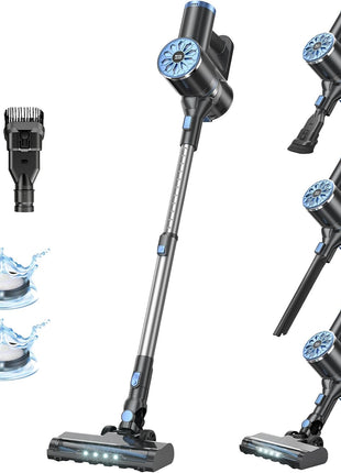 VIPSUN Cordless Vacuum Cleaner with Self-Standing, LED Screen Stick Vacuum Cleaners for Home, Lightweight Powerful Suction Vacuum, 6-in-1 Rechargeable Vacuum for Carpets, Pet Hair, Hardwood Floors