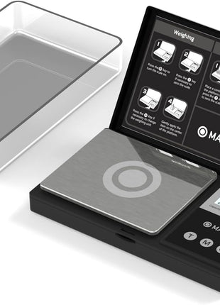 MAxUS Digital Pocket Gram Scale 500g x 0.01g High Precision with Tray, Weighs Small Food, Jewelry, Ounces, Grains, LCD Display, Tare Function