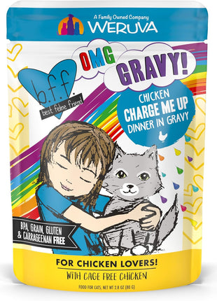 Weruva B.F.F. OMG - Best Feline Friend Oh My Gravy!, Rainbow A Gogo Variety Pack! Cat Food, 3oz Pouch (Pack of 12)