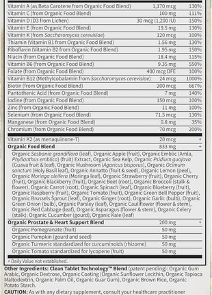 Garden of Life Organics Men 40+ Multivitamin, 60 Tablets | Prostate Support, B12 & Vitamins, Vegan, Daily Whole Food Multivitamin, Non-GMO, Certified Organic