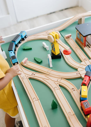 Melissa & Doug Wooden Railway Set, 130 Pieces