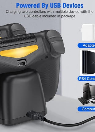 PS4 Controller Charger Dock Station with Charging Cable,1.8Hrs Fast Charge PS4 Remote Charging Station, Replacement for PlayStation 4 Dualshock 4 Charger for PlayStation 4 Games