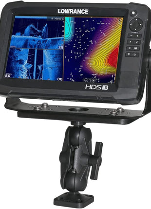 Scotty 0163 Ball-Mount Fish Finder and Universal Mounting Plate , Black , Large | 1.5 in ball for greater clamping force, top plate accepts 7-9 in fish finders, stands 6.5 in tall, black