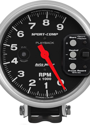 Auto Meter 3966 Sport-Comp Playback Tachometer,5.000 in.