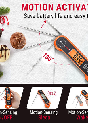 TempPro TP19H 1 Sec Digital Meat Thermometer for Cooking | Instant Read Food Thermometer with Motion Wake for BBQ Grill Oil Fry Candy, Gifts for Men Dad Husband (Previously ThermoPro)