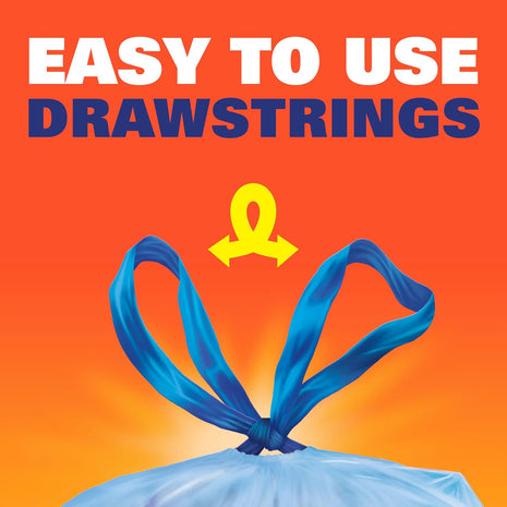 Hefty Blue Trash Bags, Blue, 13 Gallon, 60 Count | 13G Kitchen Trash Bags, Drawstring Closure, Puncture-Resistant, Use in Kitchen, Laundry Rooms, or for Storage