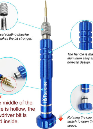 5-in-1 Multifunctional Small Screwdriver, PTSLKHN S2 Steel Magnetic Screwdriver Kit for Eyeglass, Sunglasses, Electronics, Cellphone, Jewelry and More