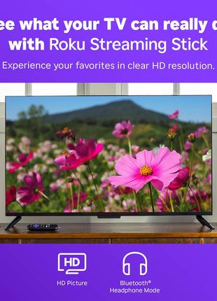 Roku Streaming Stick HD — HD Streaming Device for TV with Roku Voice Remote, Free & Live TV