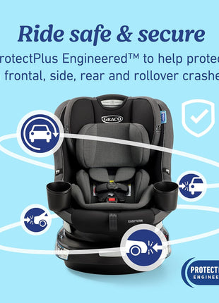 Graco EasyTurn 360 2-in-1 Rotating Convertible Car Seat, 360 Degree Rotating Infant to Toddler Rotating Car Seat, 2 Modes Rear and Forward Facing, Slim Design, Cyran