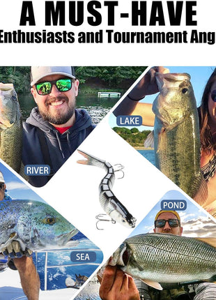 TRUSCEND Easy Catch Swimmax with BKK Hooks, Magic Noisy Wiggling and Vibrating Actions for More Bites, Lifelike Fishing Lures for Bass Trout Walleye Crappie, Strongest Dyneema Fiber Jointed Swimbaits