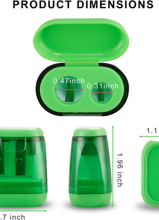 Sonuimy Pencil Sharpeners, 4 Pcs Pencil Sharpeners Manual,Dual Holes Compact Colored Handheld Pencil Sharpener for Kids with Lid Adults Students School Class Home Office (Covered)