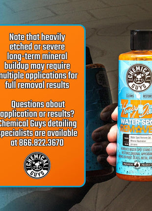 Chemical Guys Heavy Duty Water Spot Remover Gel for Paint, Glass, and Metal - Mineral and Water Spot Remover for Cars, Trucks, Motorcycles, RVs & More - 16 oz