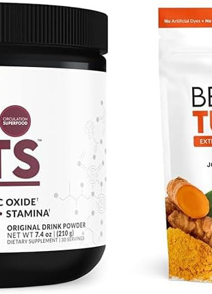 Force Factor Total Beets Nitric Oxide Powder for Circulation and Joint Support Chews with Turmeric Curcumin for Extra Strength