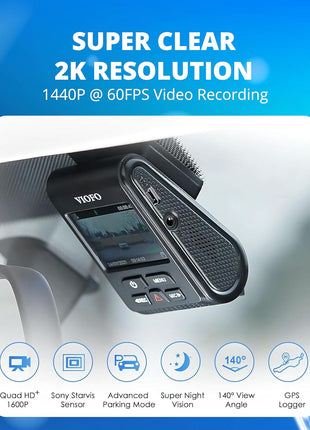 VIOFO Dash Cam A119 V3 2K 2560x1440P Quad HD+ 60FPS Front Car Dash Camera, 5MP STARVIS Sensor, 140-Degree Wide Angle, GPS Included, Buffered Parking Mode, True HDR, Motion Detection, Time Lapse