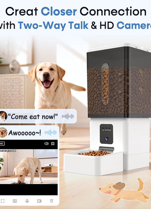 12L Large Dog Automatic Feeder with HD Camera: 50 Cups/20-Day Food Capacity | Easy Setup Timed Dog Feeder for Travel & Business Trips, Anti-Clog for 2-18mm Large Kibble