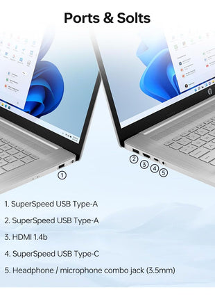 HP 17 Laptop, 17.3"" HD+ Touchscreen Display, 12th Gen Intel Core i7-1255U, 64GB RAM, 2TB SSD, Webcam, HDMI, SuperSpeed USB Ports, Wi-Fi 6, Windows 11 Home, Silver, TPN-I139_4V788AV