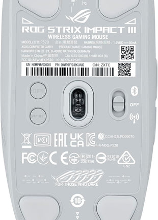 ASUS ROG Strix Impact III Wireless Gaming Mouse, 57 G Lightweight, 36K DPI Sensor, Bluetooth & 2,4GHz RF, ROG SpeedNova, Up to 618hrs Battery Life, Replaceable Switches, ROG Omni Receiver, White