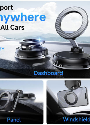 ANDERY Car Phone Holder for Magsafe [78+LBS Strongest Suction & 2400gf Magnetic] 360° Adjustable Car Phone Mount, Phone Holders for Your Car for iPhone 17 Pro Max 16 15 14 13 12 Plus Air, Carbon Fiber