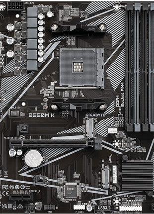 GIGABYTE B550M K AMD AM4 Micro-ATX Motherboard, Supports Ryzen 5000/4000/3000 Series Processors, DDR4, 3+3 Power Phase, 2X M.2, PCIe 4.0, USB 3.2 Gen 1, GbE LAN, Q-Flash