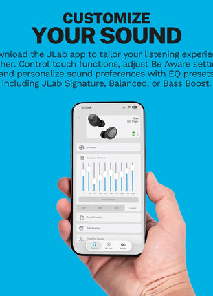 JLab Go Air Pop+ True Wireless Earbuds, in Ear Headphones, Bluetooth Earphones, 35H Playtime Ear Buds, Bluetooth Earbuds with Microphone, USB-C Charging Case, Dual Connect, EQ3 Sound, Black