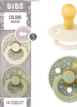 BIBS Pacifiers Colour Collection | Natural Rubber Baby Pacifier | Set of 2 BPA-Free Soothers | Made in Denmark | 0+ Months (Pack of 2) | Dusty Blue/Steel Blue