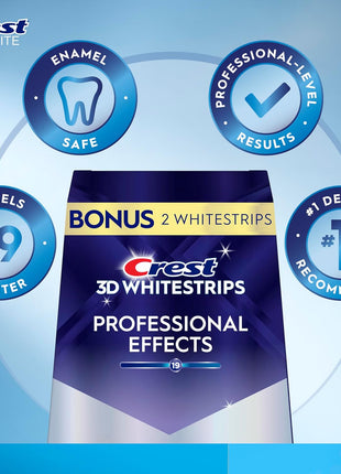 Crest Teeth Whitening Strips, Crest 3D Whitestrips Professional Effects, Enamel Safe Teeth Whitening Kit, 22 Treatments (44 Strips), Professional-Level Whitening, 19 Levels Whiter