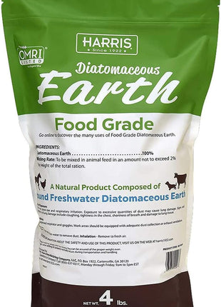 HARRIS Diatomaceous Earth Food Grade, 4lb with Powder Duster Included in The Bag
