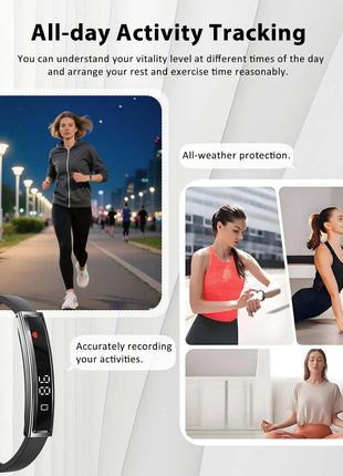Smart Bracelet Fitness Health Tracker for Men Women with 2 Bands | 24/7 Heart Rate/Pressure Detection/Sleep Monitor, 5ATM Waterproof, Multiple Sport Modes, Android iOS Compatible
