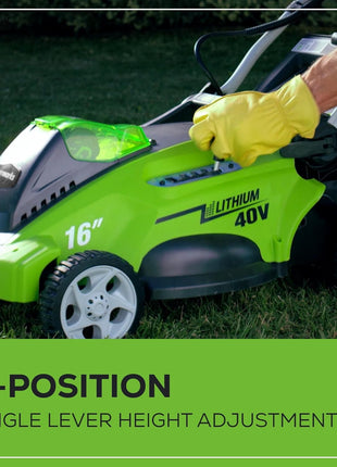 Greenworks 40V 16" (Push) Cordless Lawn Mower, 4.0Ah Battery (1/3 Acre, Push Button Start, Compatible with 75+ Tools)