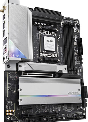 GIGABYTE B650 AERO G AMD AM5 ATX Motherboard, Support Ryzen 9000/8000/7000 Series, DDR5, Twin 16 Power Phase, DDR5, PCIe 5.0 M.2, USB-C 3.2 Gen 2, WIFI6E, 2.5GbE, EZ-Latch, Q-Flash, VisionLINK