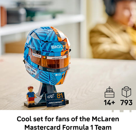 LEGO Editions McLaren MasterCard F1 Team Oscar Piastri Helmet - Building Set for Teens, Ages 14+ - F1 Bedroom, Office or Shelf Decor for Fans - Gift for Teenage Boys & Girls - 43017