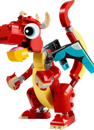 LEGO Creator 3 in 1 Red Dragon Toy, Transforms from Dragon to Fish to Phoenix, Gift Idea for Boys and Girls Ages 6 and Up, Animal Toy Set for Kids, 31145