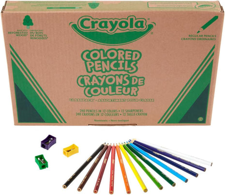 Crayola Colored Pencils Classpack (240ct), Bulk Colored Pencils for Kids, 12 Colors, Coloring Supplies, Must Have Teacher Classroom Essentials for School