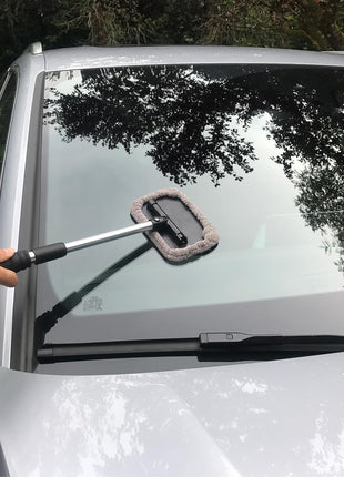 Polyte Pivoting Windshield Glass Cleaning Tool Extendable Aluminum Handle w/3 Premium Microfiber Covers