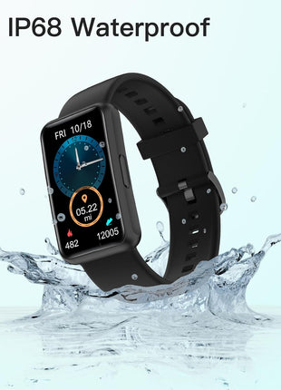 HUAKUA Fitness Tracker No Bluetooth No APP No Phone Needed, Fitness Watch for Men Women Parents IP68 Waterproof with Full Touch Screen Steps Calories Counter Sleep Tracker Alarm Clocks (Black)