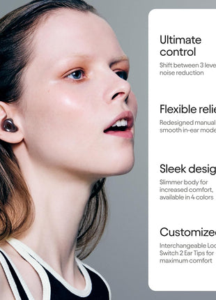 Loop Switch 2 Adjustable Ear Plugs - 3 Modes for Ultimate Control | 20-26dB SNR noise reduction. Flexible fit. For focus, travel, socializing, festivals & more