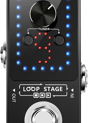 LEKATO Looper Guitar Pedal Guitar Loop Pedal Tuner Pedal 9 Loops 40 Minutes Record Time Unlimited Overdubs for Electric Guitar Bass (Black)