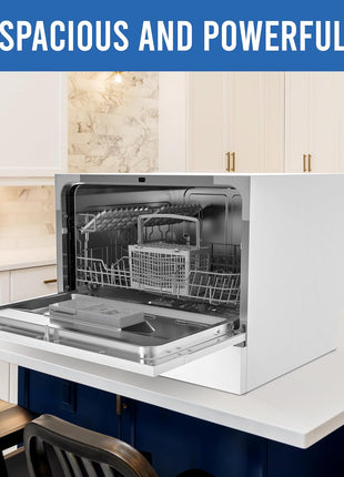 Farberware Compact 6-Place Setting Dishwasher - Portable Mini Countertop Dishwasher with 7 Wash Programs - Perfect for Small Spaces Like Apartment, Dorm, Boat, Camper/RV
