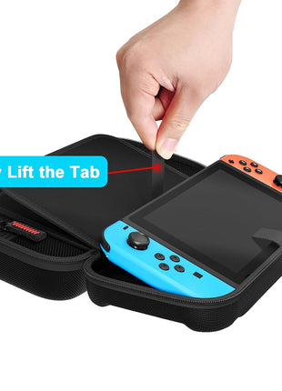 daydayup Switch Carrying Case Compatible with Nintendo Switch/Switch OLED, with 20 Games Cartridges Protective Hard Shell Travel Carrying Case Pouch for Console & Accessories, Black