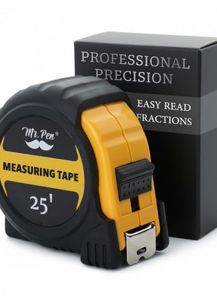 Mr. Pen 25-Foot Steel Retractable Tape Measure with Easy Read Fractions