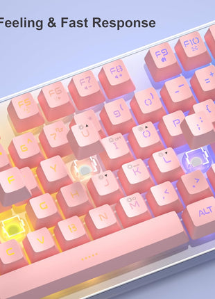 Gaming Keyboard and Mouse Combo, K1 RGB LED Backlit Keyboard with 104 Keys Computer PC Gaming Keyboard for PC/Laptop (Pink)
