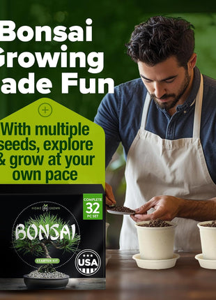 Bonsai Tree Kit Gifts for Men & Women - Grow 4 Bonsai Trees - Unique Gardening Crafts for Adults, DIY Hobbies for Plant Lovers & Gardeners - Unusual Christmas Gift Ideas for Mom & Dad