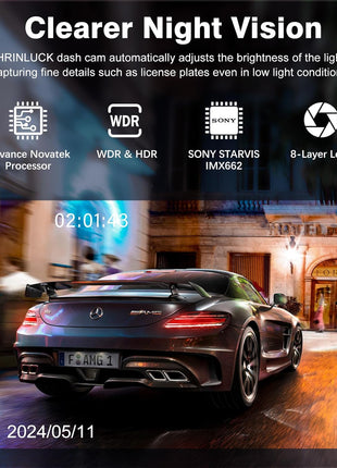 Miden 4K WiFi Dash Cam Front and Rear Inside, Free 64G SD Card, 2160P+1080P+1080P FHD 3 Channel Dash Camera for Cars, Night Vision, 24H Parking Monitor, 360° All Sides Dashcam, G-Sensor, WDR