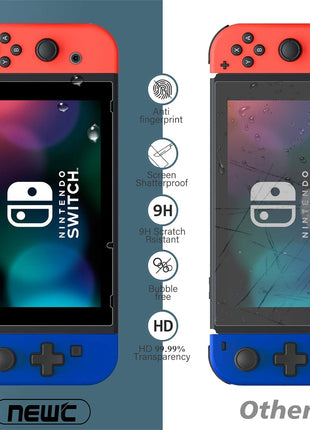 NEW'C 3 Pack Designed for Nintendo Switch Screen Protector Tempered Glass, Case Friendly Anti Scratch Bubble Free Ultra Resistant